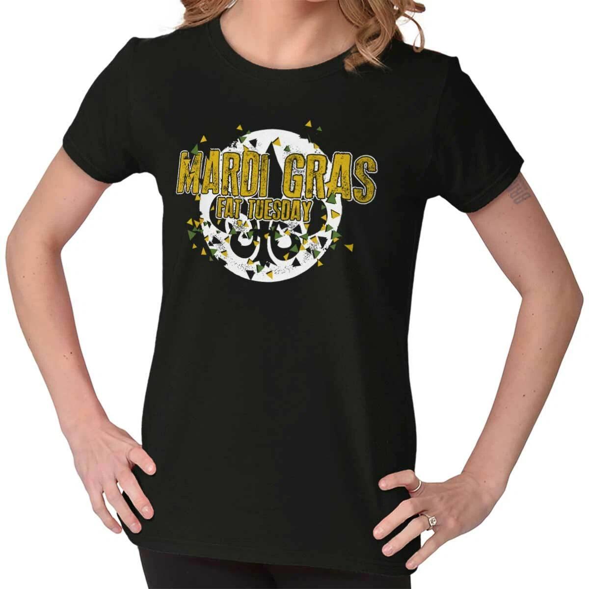 Cool Mardi Gras Fat Tuesday Fleur De Lis Womens Top Junior Graphic Tee L