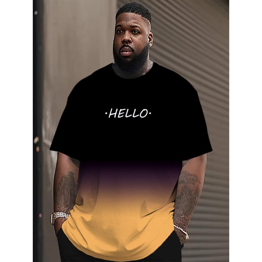 

Футболка з круглим вирізом і коротким рукавом з принтом алфавіту з градієнтом. Повсякденний одяг для вихідних для чоловіків і підлітків. Курорти для відпочинку весна/літо/осінь 6XL