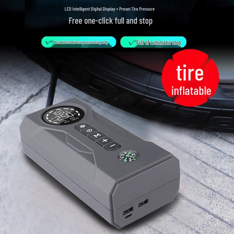 Portable All-in-One Car Jump Starter and Power Bank with Inflator