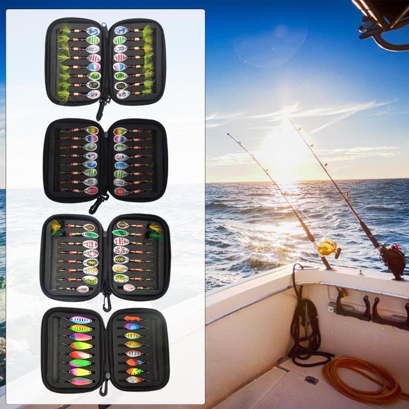 16Pcs Colorful Metal Spinner Baits Set Trout Fishing Lures Sequins Baits  with Hook Hard Metal Baits Crankbaits Endurin