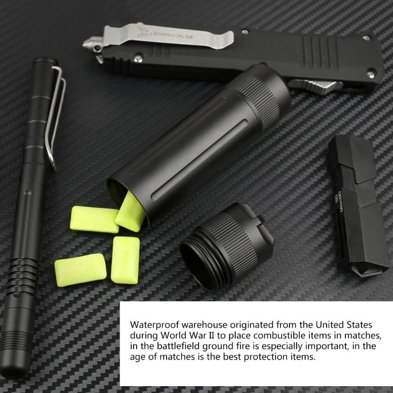 Small Pill Box Waterproof Keychain Pill Holder Portable Travel Pill Container Aluminum Alloy Capsule Cases for Outdoor