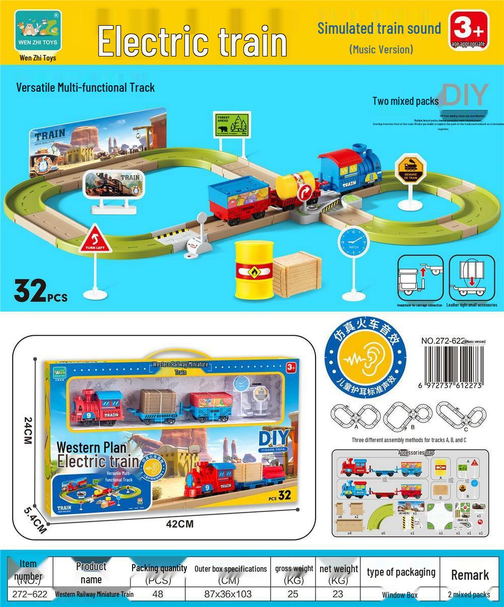 Electric Music Simulated Train DIY Track Educational Toy for Boys