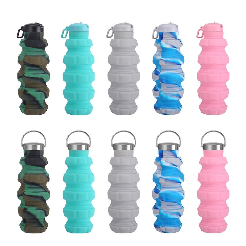 Portable Silicone Retractable Grenade Water Bottle 500ML Collapsible Sports Water Bottle Foldable Reuseable Drinking Cup Travel