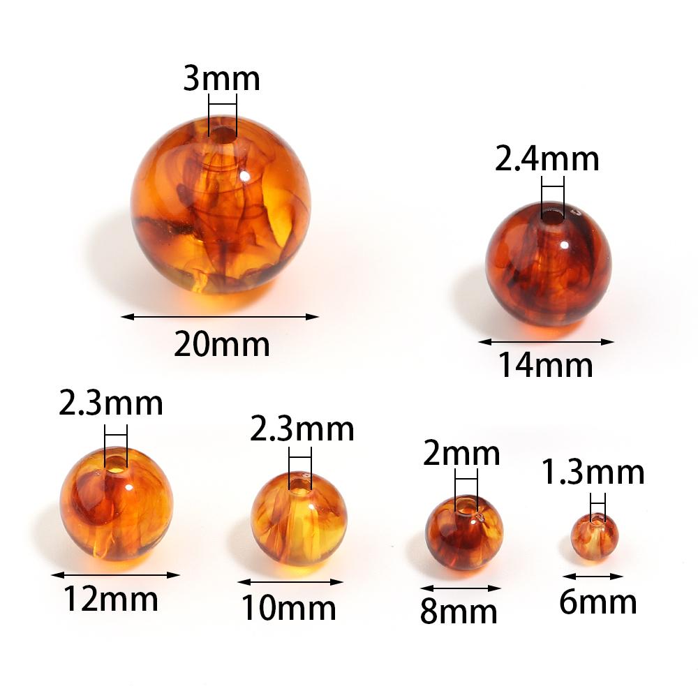 10-200 pezzi 6 8 10 12 14 20 mm Perline Acriliche Ambra Rotonde Sfuse Distanziatori Per Creazione Gioielli Braccialetti Fai-da-te Accessori Collana