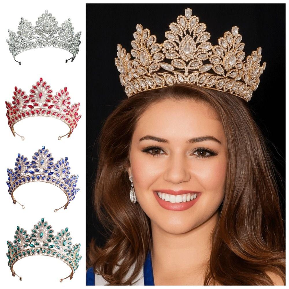 Luxury Baroque Queen Tiaras Sparkling Bridal Headwear Rhinestone Pageant Diadem  Photography Props