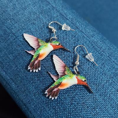 Pendientes de acrílico con forma de pájaro para mujer, divertidos, con forma de colibrí, paloma, águila, búho, loro, joyería