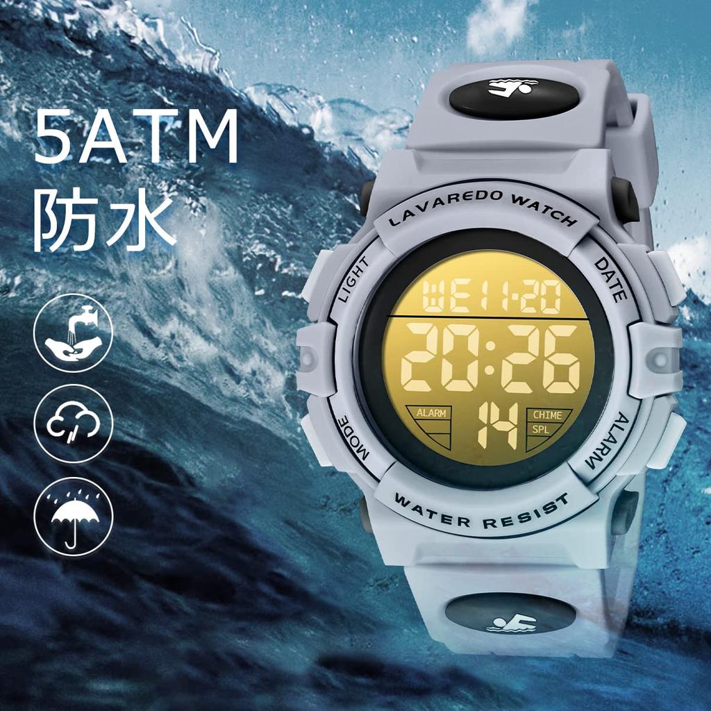 Kids Watch Boys Digital Watch Sports Watch Outdoor Multifunction Waterproof Alarm Date Day Display Dual Time LED Analog Display Girls Boys