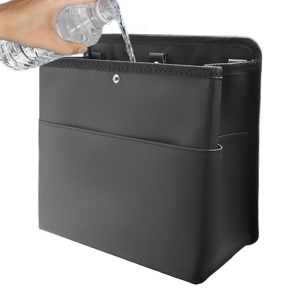 Automotive Garbage Cans Car Trash Bin Backseat Organizer Waste Basket Cup Holder Container Leather Storage Bag Tissue Box