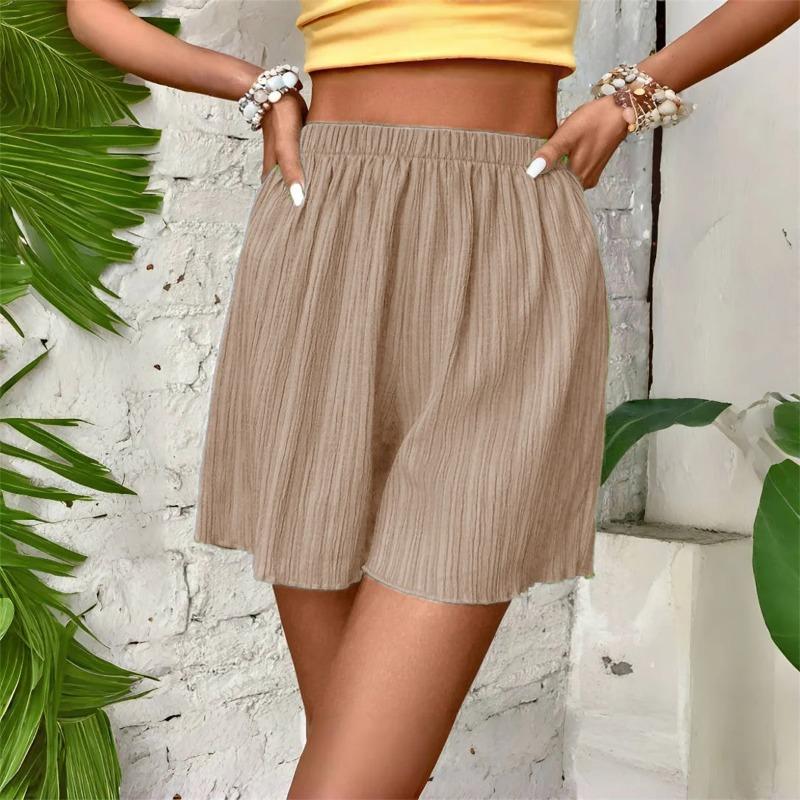 Damen Hohe Taille Einfarbige Shorts Frühling Sommer Mode Hose Dame Lässiges Outfit Kurze Hosen Strand Einfache Kleidung