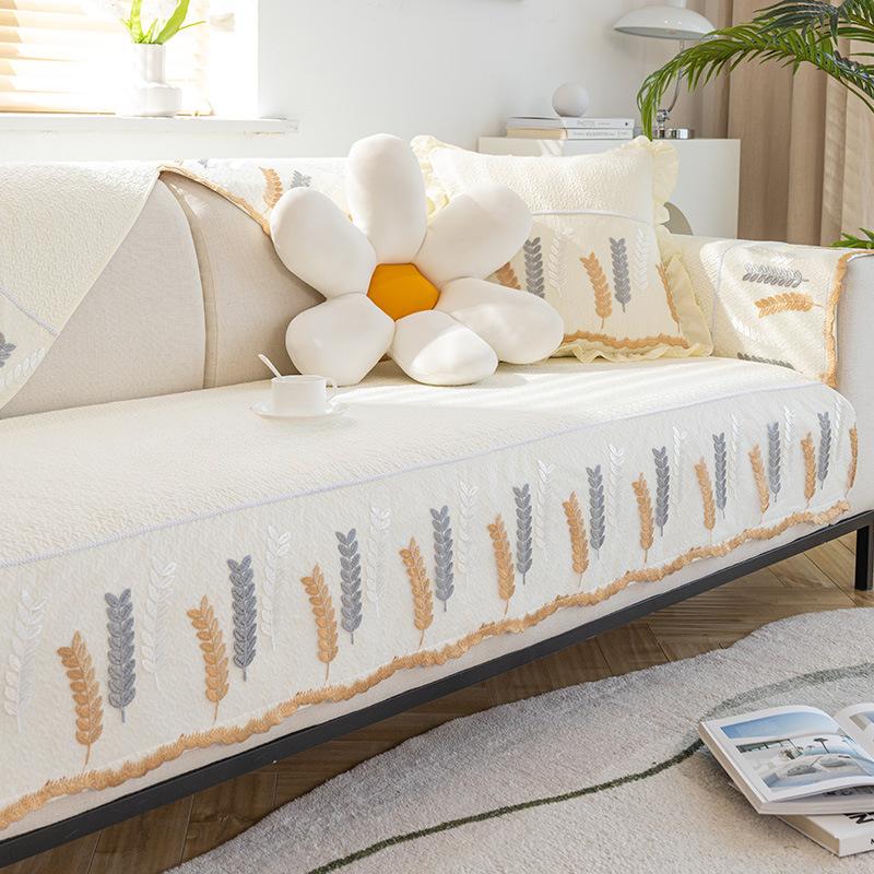 Reiner Baumwolle Sofakissen Vier Jahreszeiten Universelle Sitzkissenbezug Stoff Einfach Modern Rutschfeste Matte Wohnzimmer Sofaüberwurf Husse