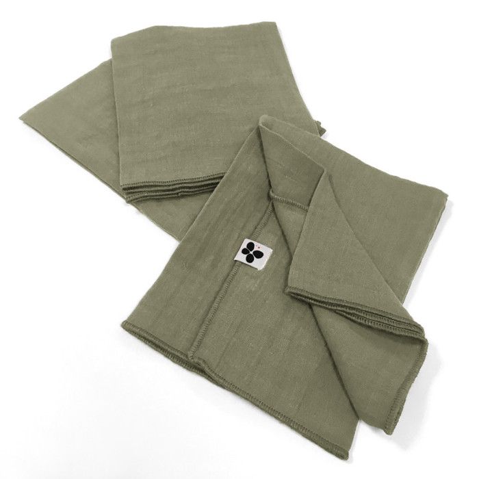 Lot de 3 serviettes de table "Gaïa" 40 x 40 cm "Gaze de Coton" - Gaïa Romarin