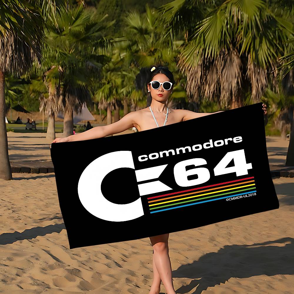 Commodore 64 logo Microfiber Blanket Quick Drying Beach Towels Oversized Printing Super Absorbent Pool Towel Blanket