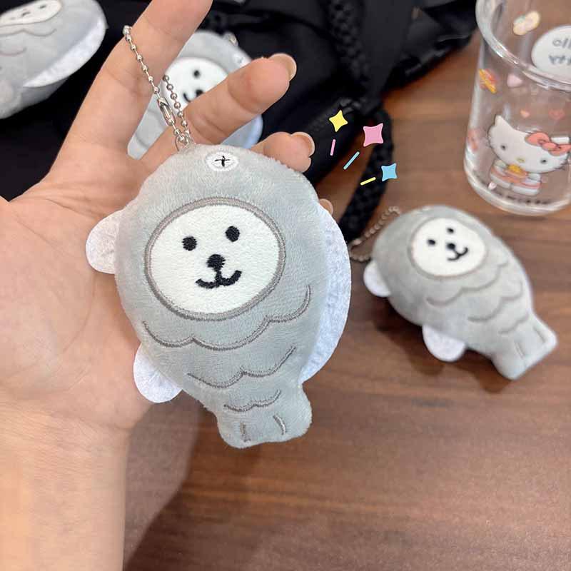HUA Cute Plush Fish Bear Keychain Cartoon Doll Toy For Women Girls Bag Ornament Car Pendant Keyring Children Gift Accessories