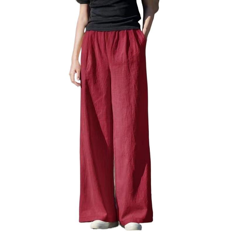 Women's Cotton-Linen Wide-Leg Pants, 2026 Spring/Summer Collection - Artistic and Versatile Long Casual Trousers