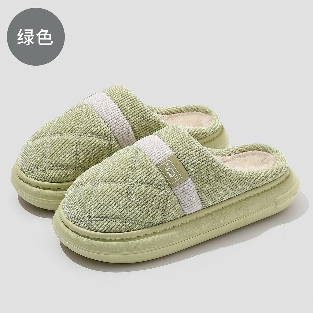 Winter Baotou Cotton Tugs Home Warm Fleece Comfortable Couples Indoor Home Non-slip Cotton Slippers