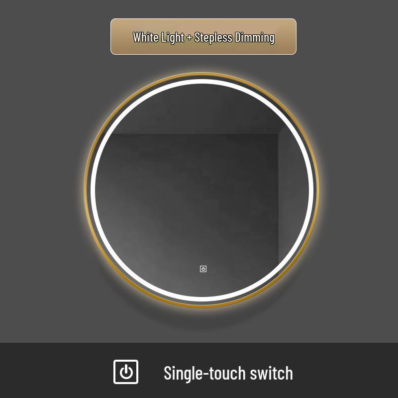 Round LED Bathroom Vanity Mirror with Frame, Anti-Fog, Wall-Mounted