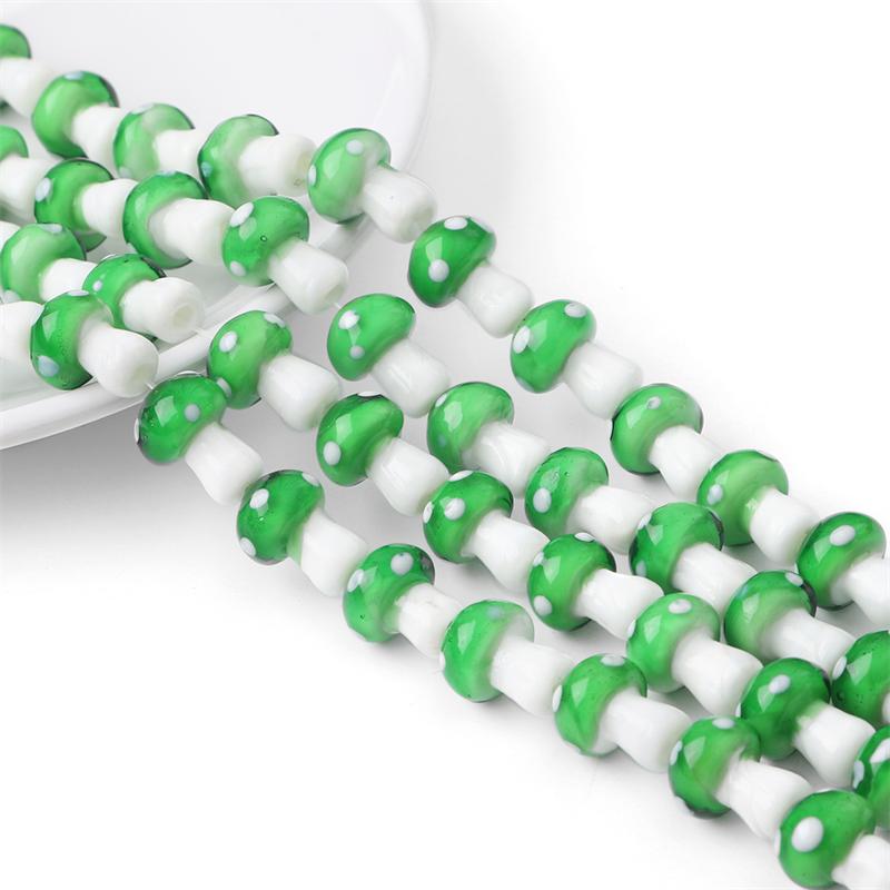 5-25Pcs Glazed Mushroom Glass Beads For DIY Jewelry Making Necklace Bracelet Earrings Craft Accessories