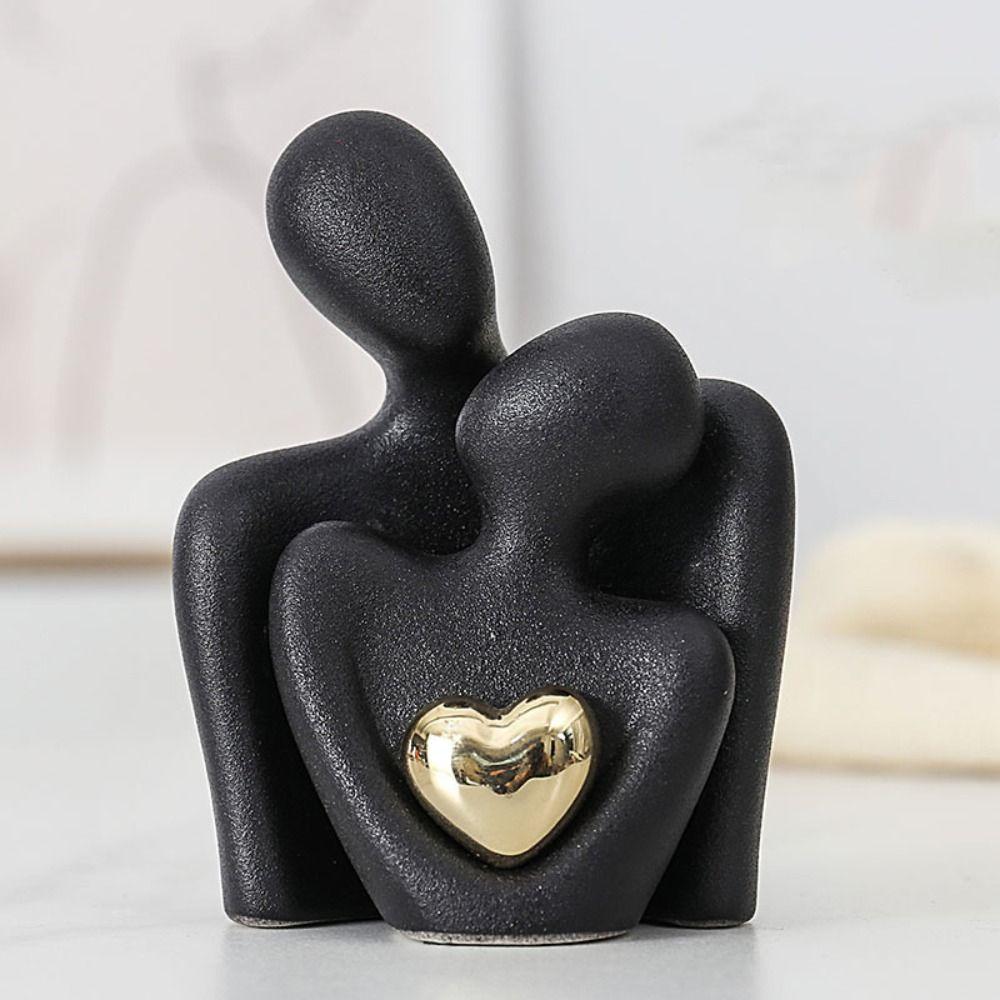 Abstract Couples Embrace Statue Ceramic Miniatures Figurine People Love Sculpture  Home