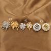 Copper-Plated Gold Diamond Floral Firework Irregular Round Half-Hole Ear Studs – High Luxury Design DIY Jewelry.