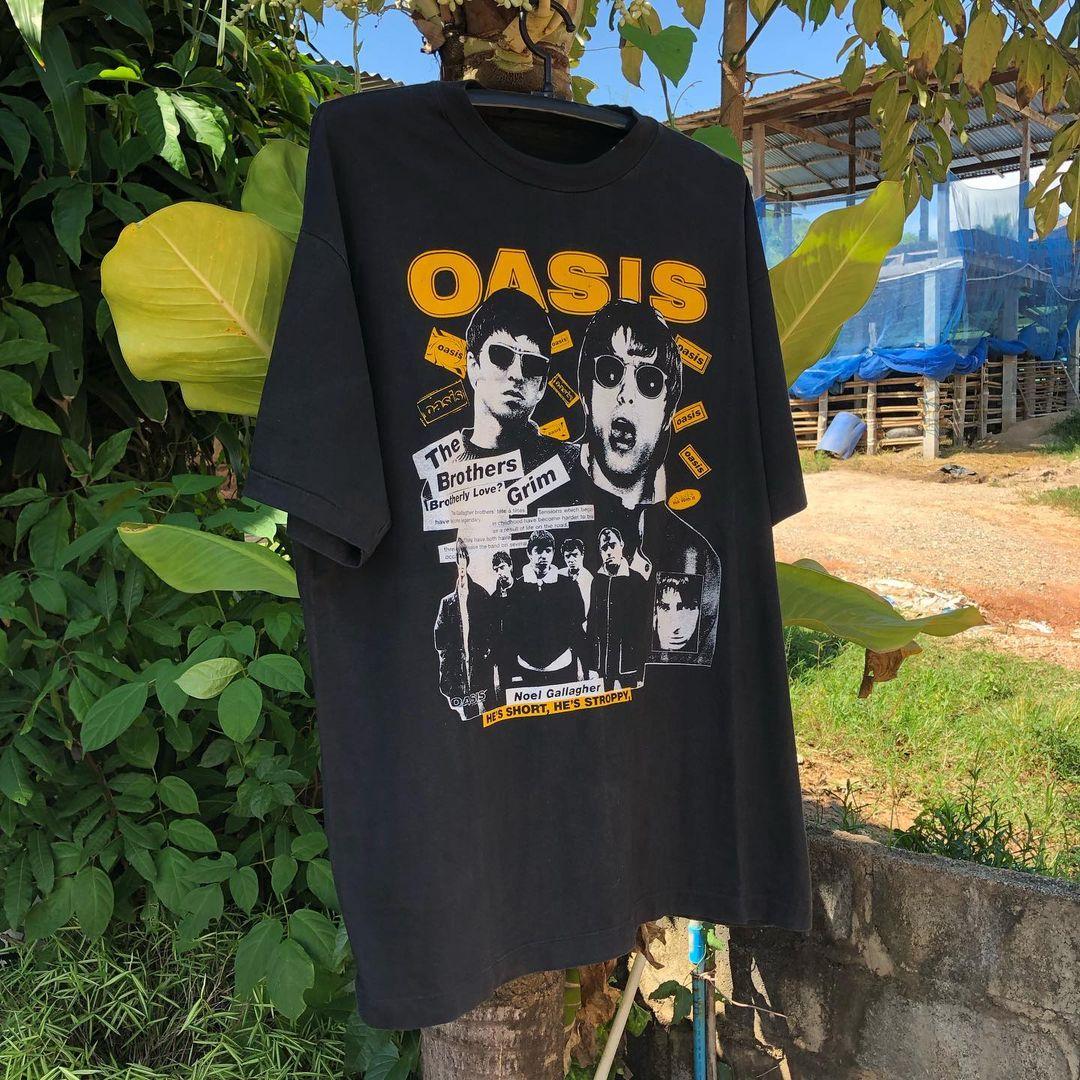 

2024 Popular New Style Original Short Sleeve T-shirt Oasis Oasis Band American Retro Rock Punk OS Large Size Niche Pure Cotton 4XL