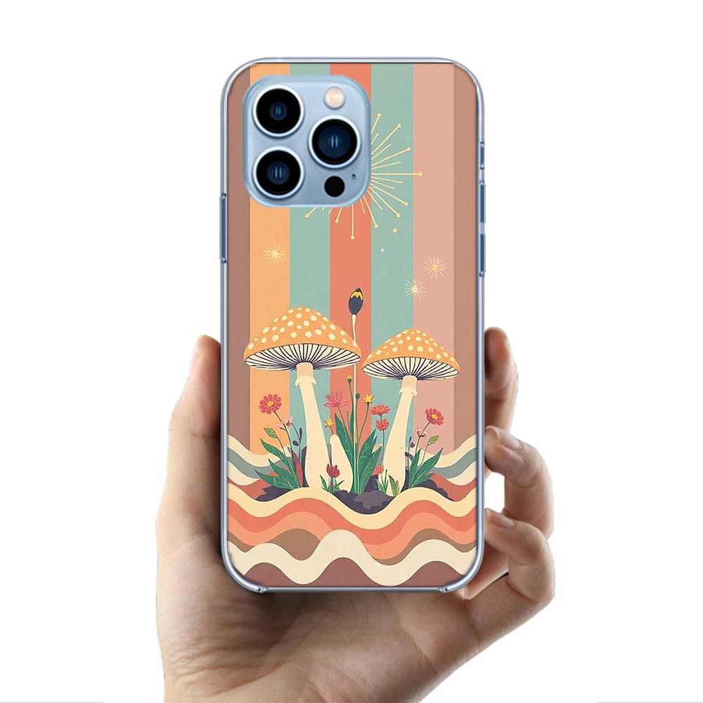 Boho Hippy Mushroom Sunrise Cases Phone Case For Iphone 17E 16E 17 Air 16 Pro Max 15 Pro 14 Plus 11 13 12 Mini Cover Cases Compa