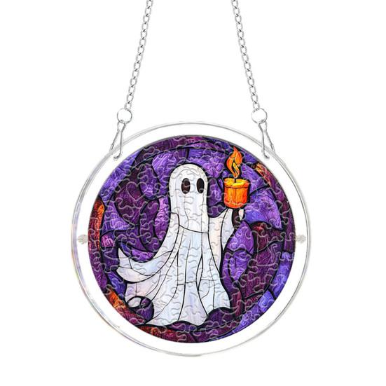 Xiaobudian Halloween Acrylic Puzzle Suncatcher Window Hanging,7.87 Inch Sun Catcher Decoration Ornament, Ideal for Gifting and Home Decor