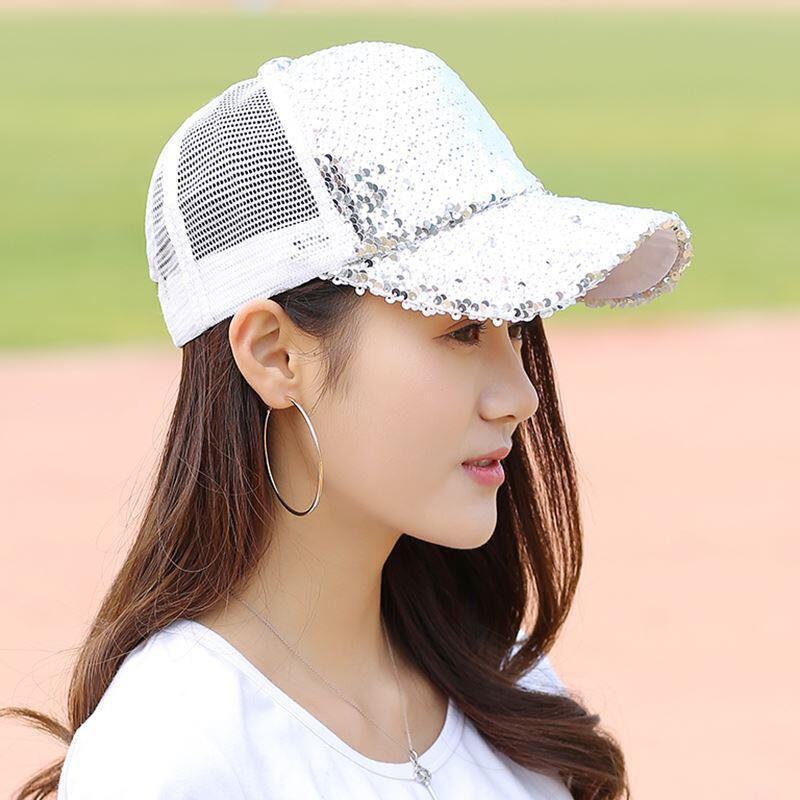 New Hat Ladies Summer Visor Fashion Sequin Cap Women's Baseball Cap Mesh Hat Hipster