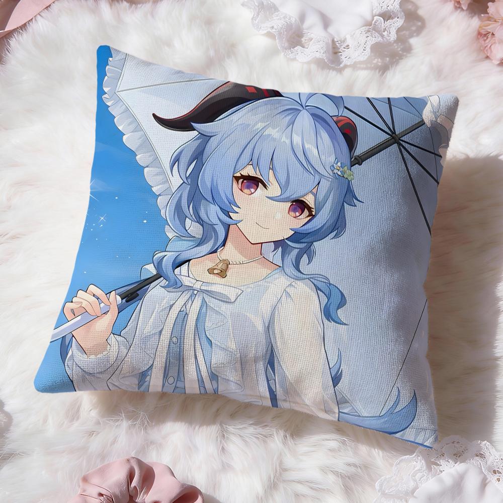 Ganyu Genshin Impact Cushion Cover Premium Comfort Reversible Pillow Cove -Two in One Design for Any Room & Car Interior
