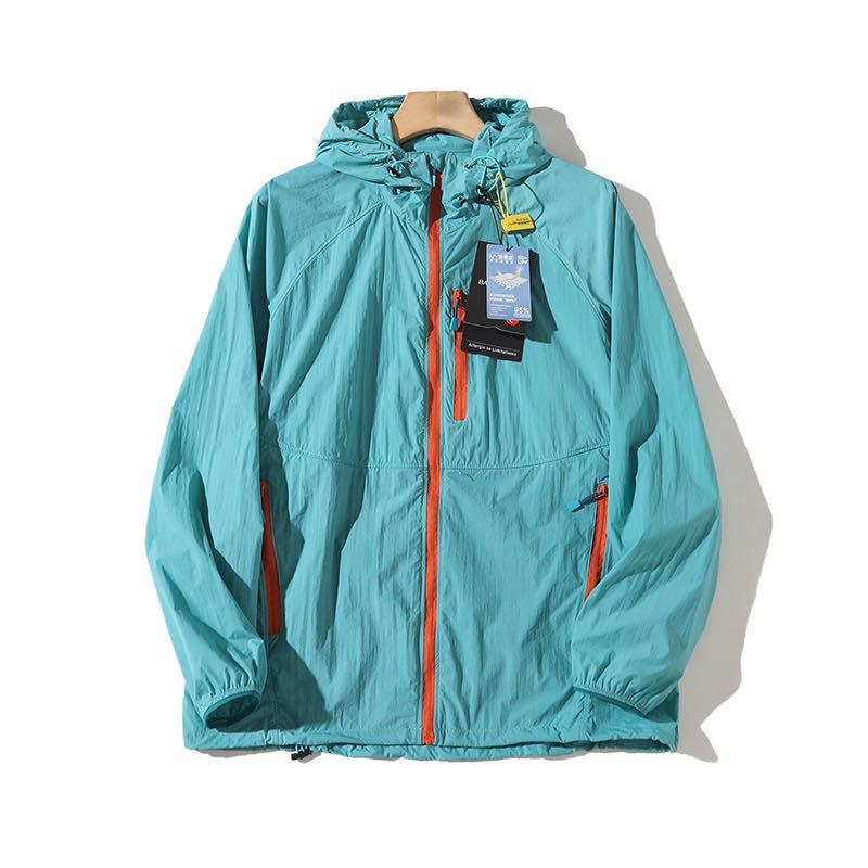 Outdoor Hooded Jacket Couple Matching Summer Sports Wear Men's Style Two-Way Zipper Waterproof Running Clothes