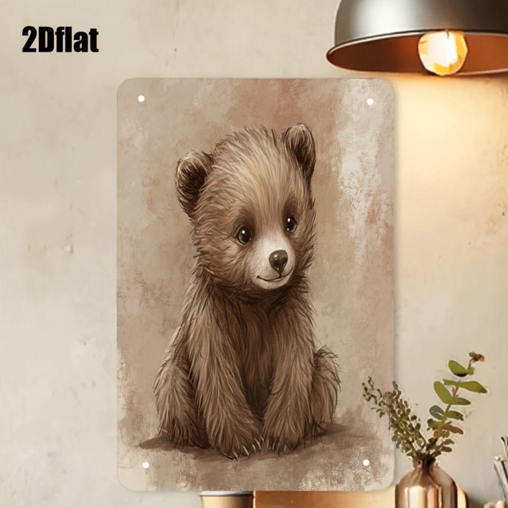 Retro Black Bear Mist Art Tin Sign 20x30cm Dramatic Wall Decor