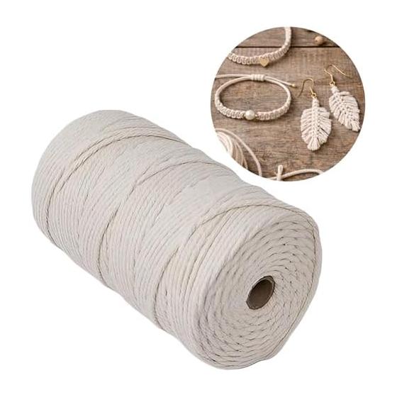 Boono Polycotton String 4 Strands Polyester Cotton Blend Macrame Thread Handicraft String Wrapping 100M (2mm x 100M (1 piece))