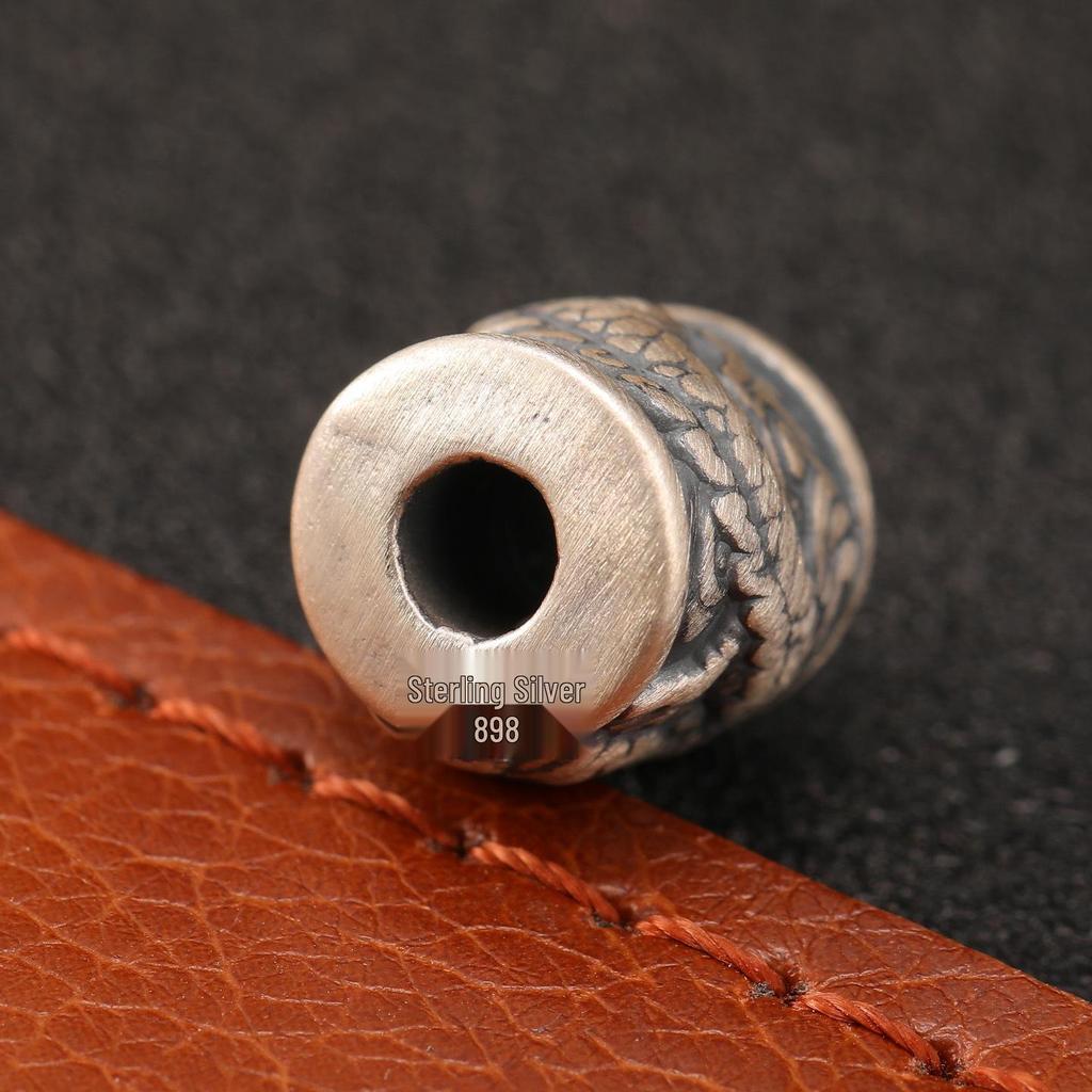 Sterling Silver S999 Ethnic Spacer Beads: Retro Barrel & Ruyi Lock Lucky Beads for DIY Jewelry.