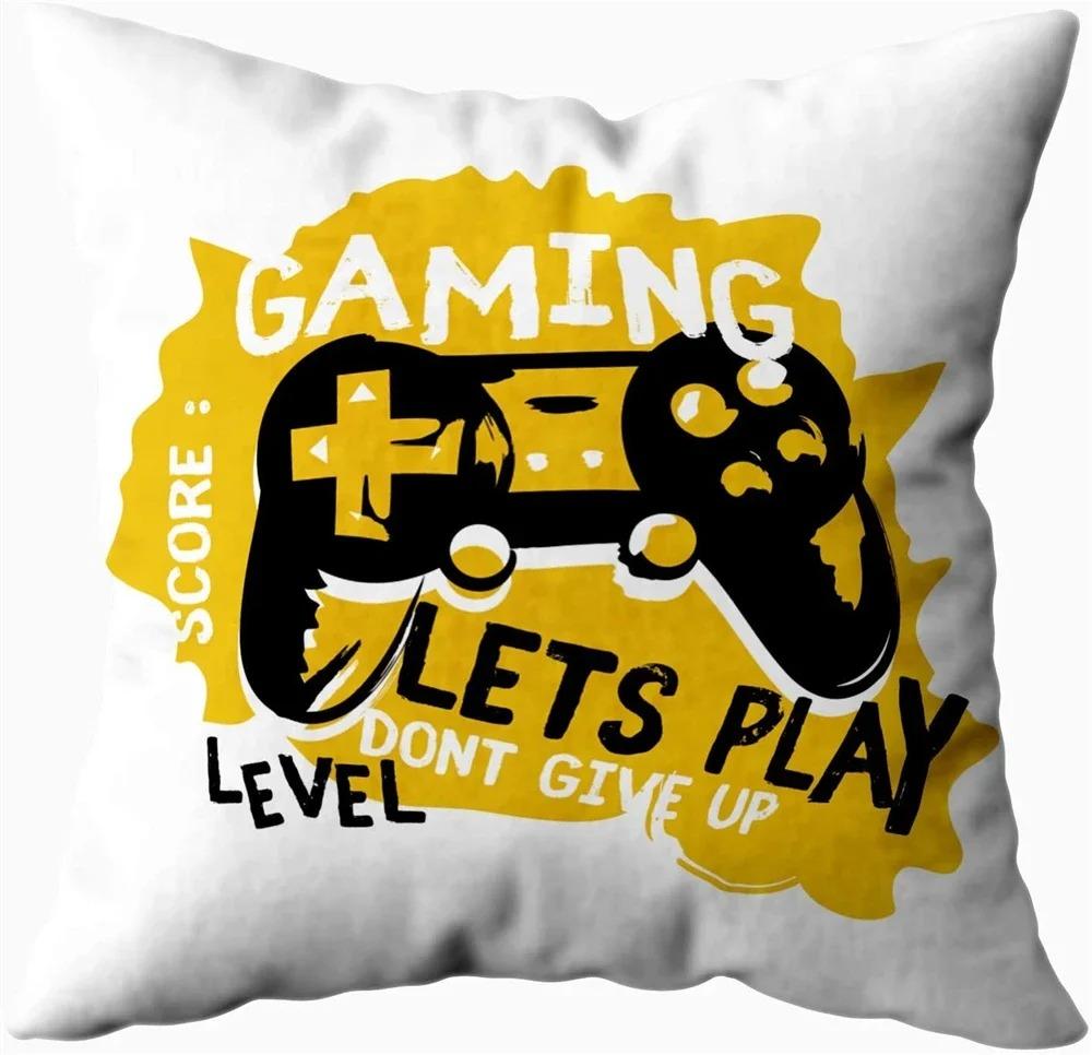 Home Decor Gaming-Themed Fun: Gamepad & Console Prints Pattern Cushion Cover Suitable For Sofa Bedroom Car Pillow Cover