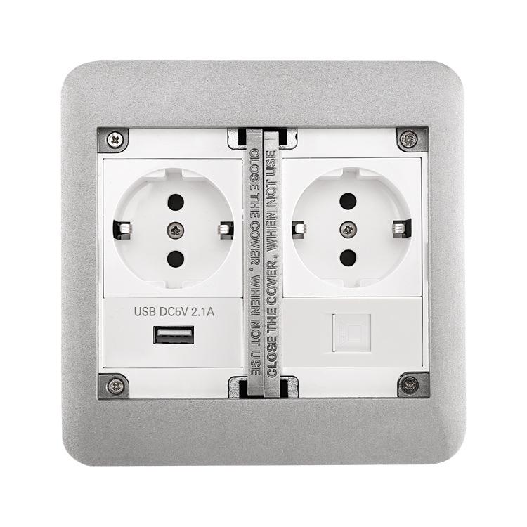 Multifunctional Flip-Open European/German/British Standard Floor Socket