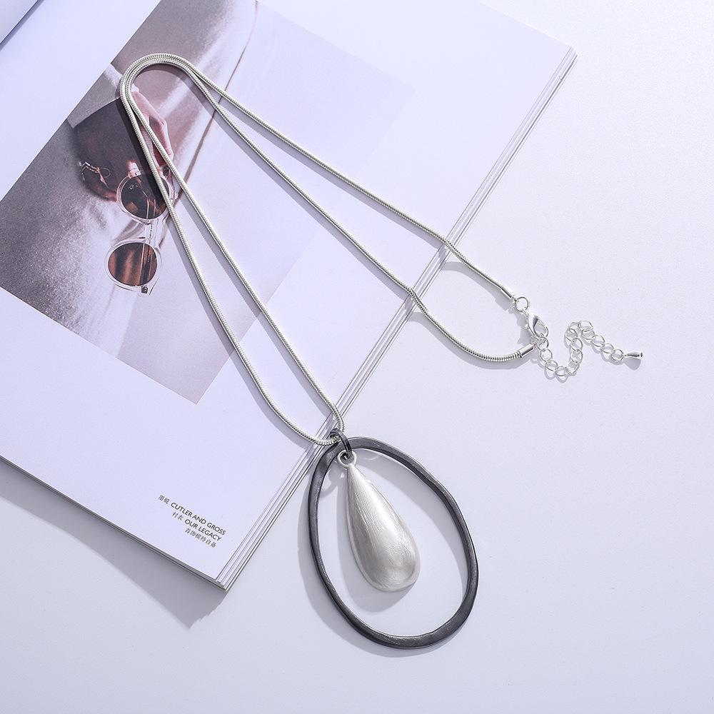 

Autumn And Winter Women S Metal Water Drop Long Jewelry Retro Simple Necklace Pendant Sweater Chain