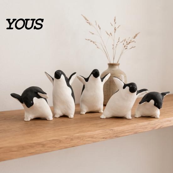 Feine Handwerkskunst Tischfigur Niedliche Pinguinfigur, Nordische Stil Kleine Tierstatue, Skurrile Einzigartige Geburtstagsgeschenke Schreibtisch Regal Dekor