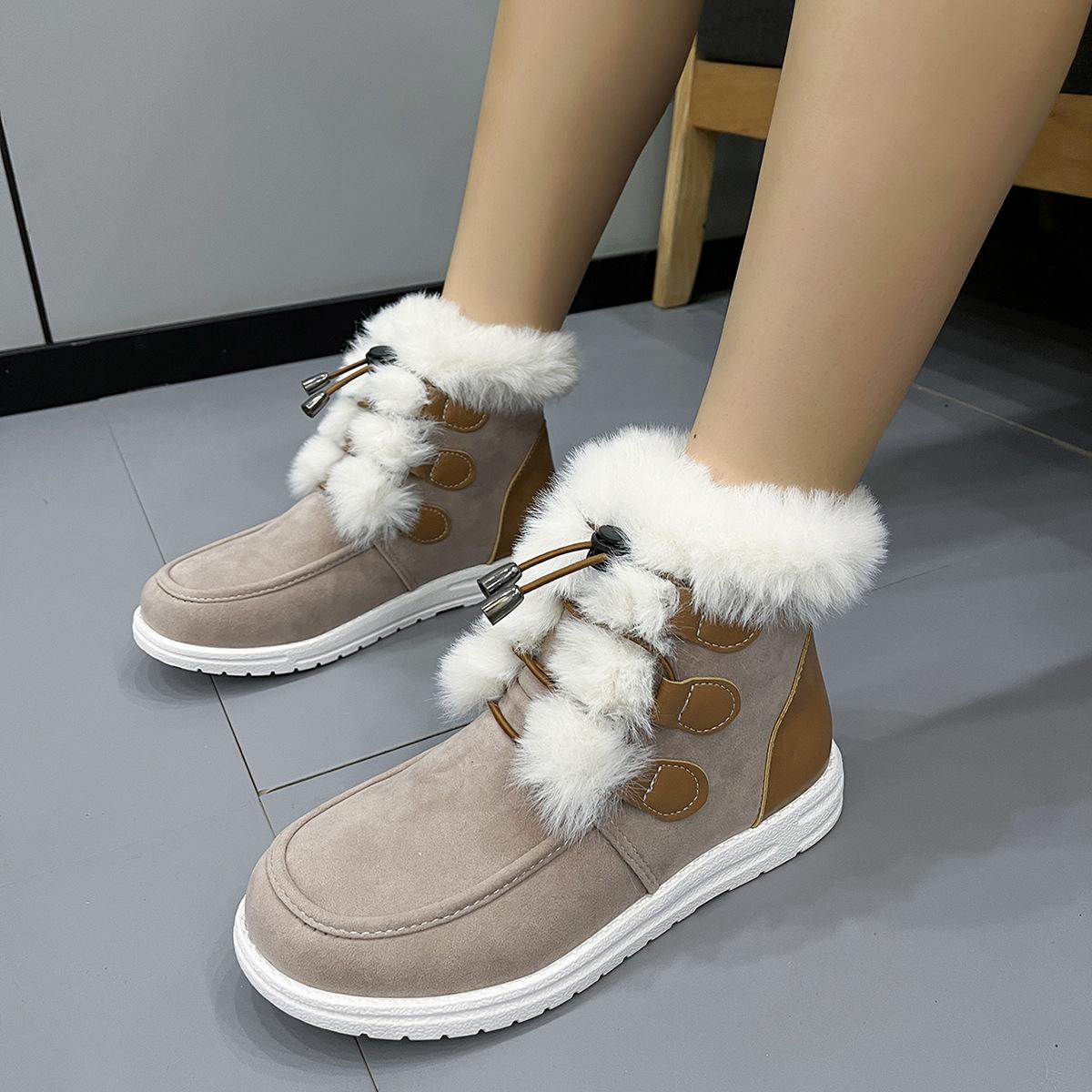 

Large Fashion Suede Short Plush Round Head Cotton Boots Casual Solid Color Fashion Short Boots 36 коричневий