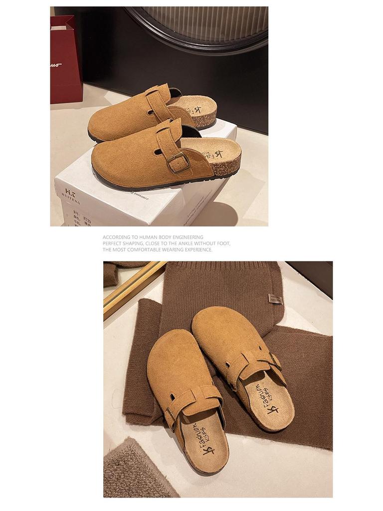 Unisex Retro Cork Slippers: Closed-Toe, Casual, Outdoor, Slip-On Shoes for Couples.