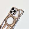For iPhone 16 Pro Max Matte Case Compatible with MagSafe Frameless Electroplated Hollow Design TPU Phone Cover