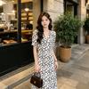 There Is an Inner Summer French Hepburn Style Floral Dress V-neck Temperament Thin Women's Long Dress