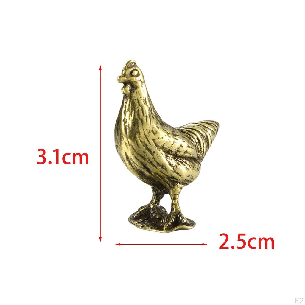 Mosiężna figurka kurczaka rękodzieło realistyczne zabawne prezenty mała rzeźba zwierzęcia statua kury elegancka