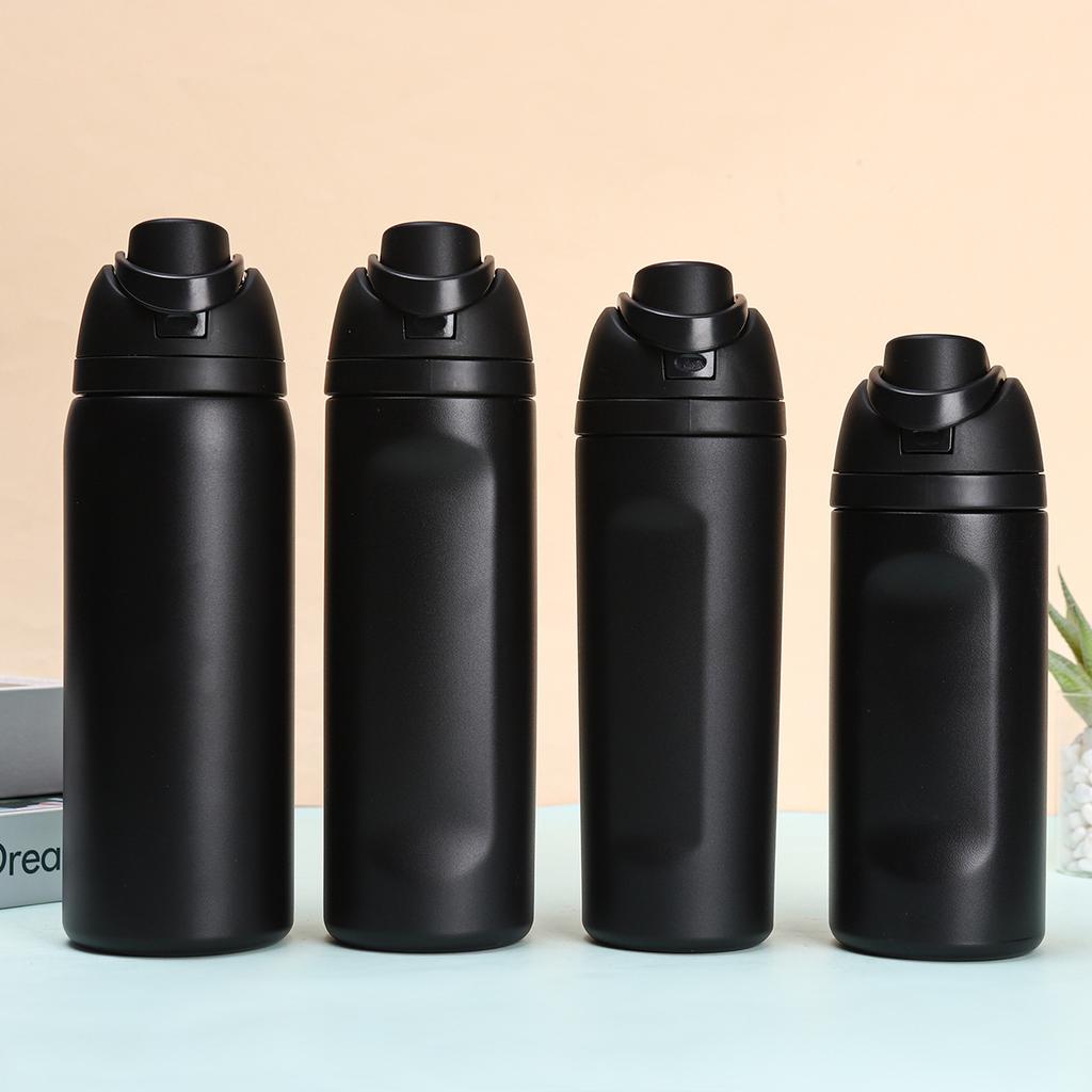 304 stainless steel water bottle - Large capacity portable bouncing insulated cup - Handheld double drinking straw cup