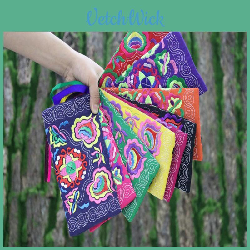 Women Ethnic Handmade Embroidered Wristlet Clutch Bag Vintage Purse Wallet With Elegant Detailing