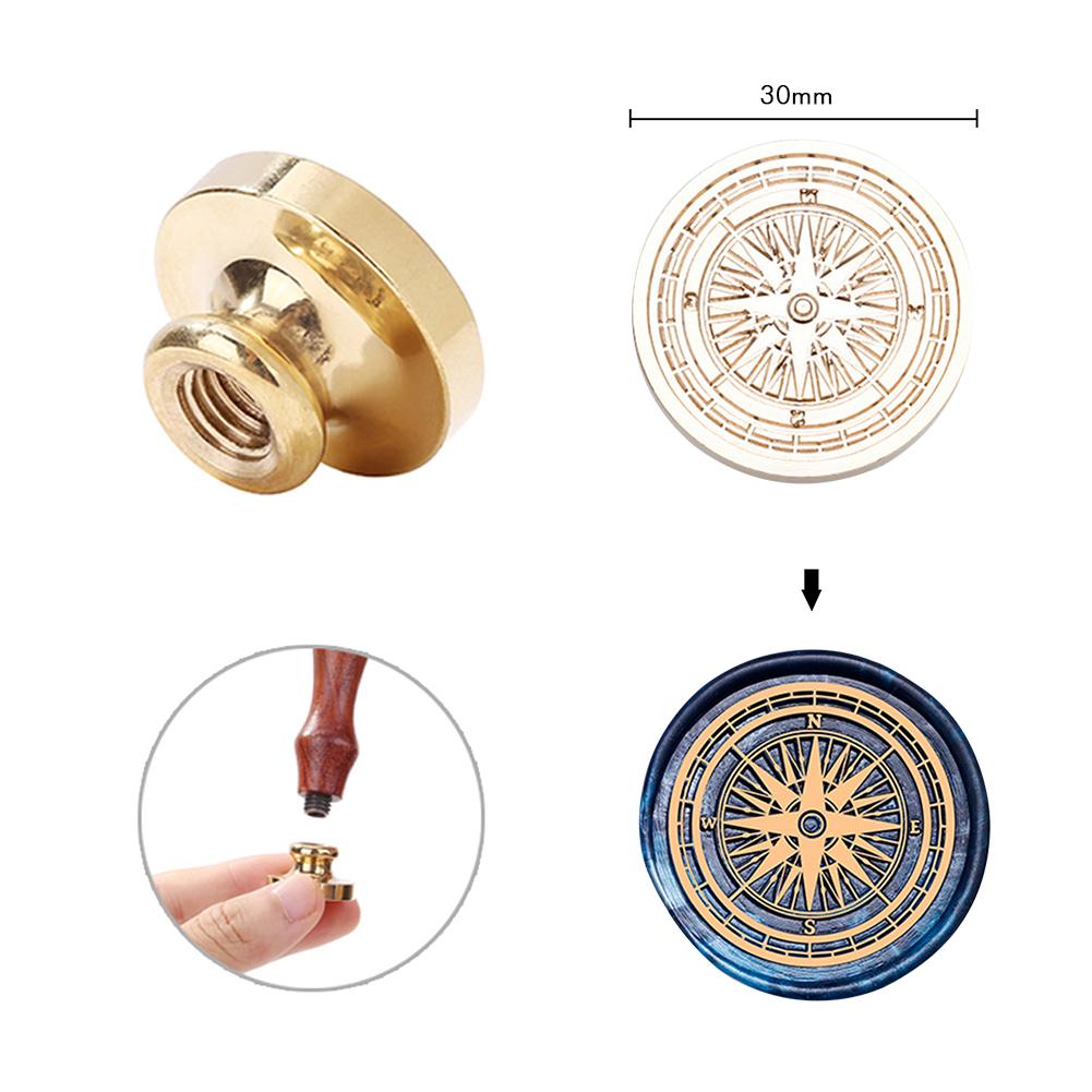 Deep Sea Series Sealing Wax Stamp Heads 3D Brass Wax Grain Seal Head Retro Craft Decor Tool 30mm for Wedding Invitation