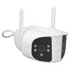 Dual Lens Security Camera Panoramic 2 Way Audio Surge Protection Wifi Full Color Night Vision APP