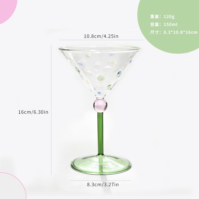 

Creative small fresh color polka dot wine glass household tall cocktail glass champagne glass retro liqueur glass