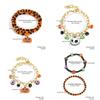 Hot Selling Halloween Pumpkin Skull Pendant Bracelet Set For Women