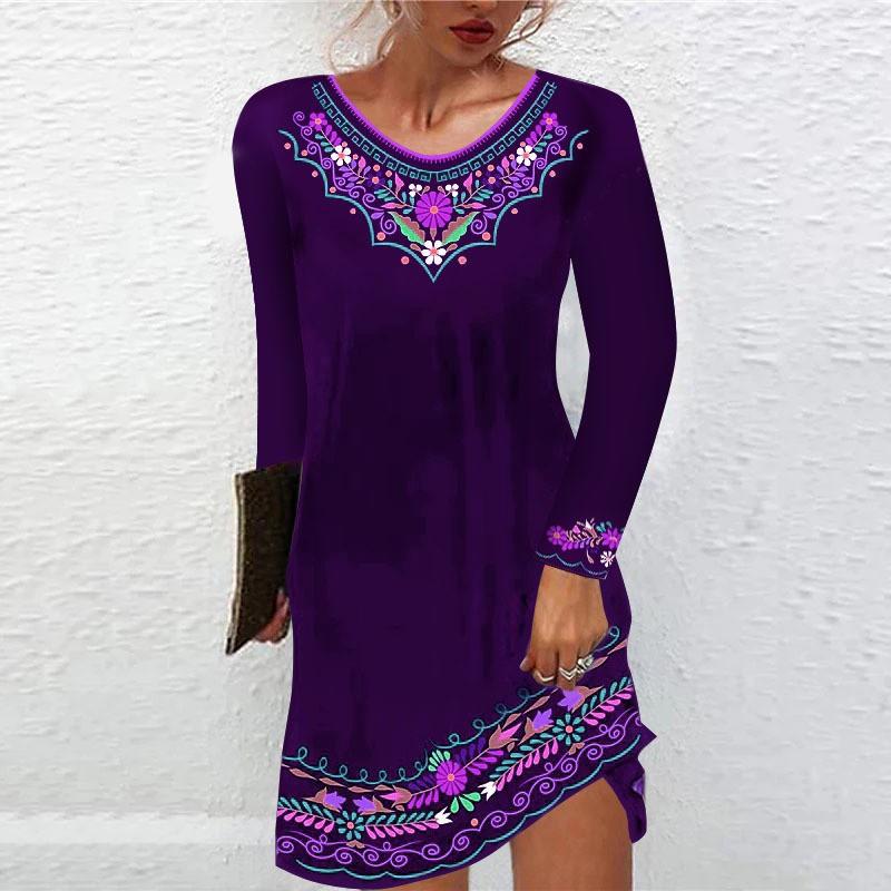 Europe America Station Mid-waist Printed Urban Casual Short-sleeved Dress