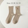 5pairs Crew Length Mid Tube Socks Tulip Floral Embroidery Ruffle Socking  Autumn Winter