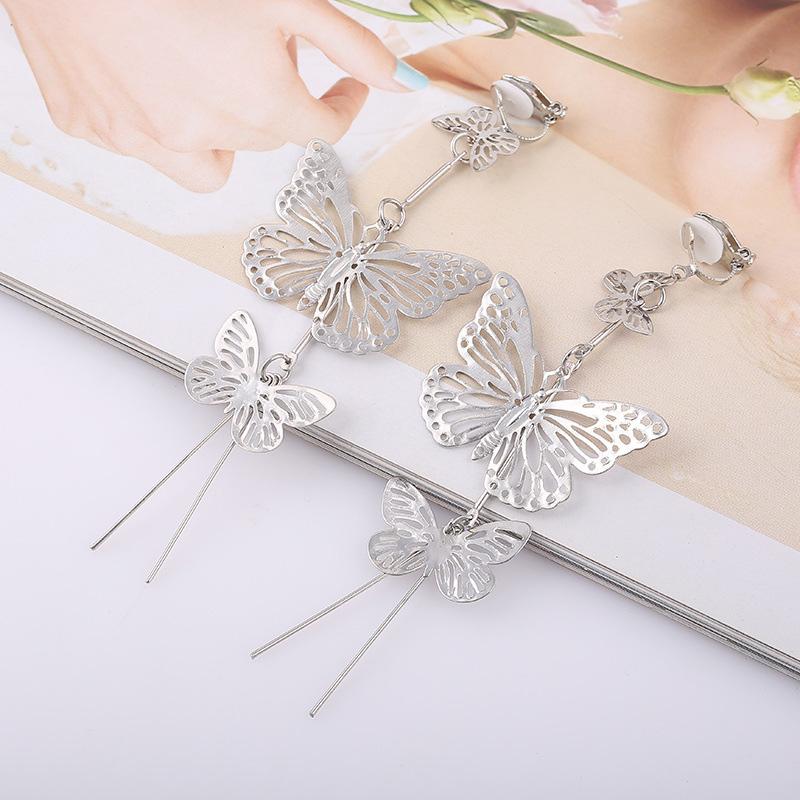 Design 3 Butterfly Shape Tassel Clip On Earrings Wihtout Piercing For Women Fashion Luxury Big Statement Earrings